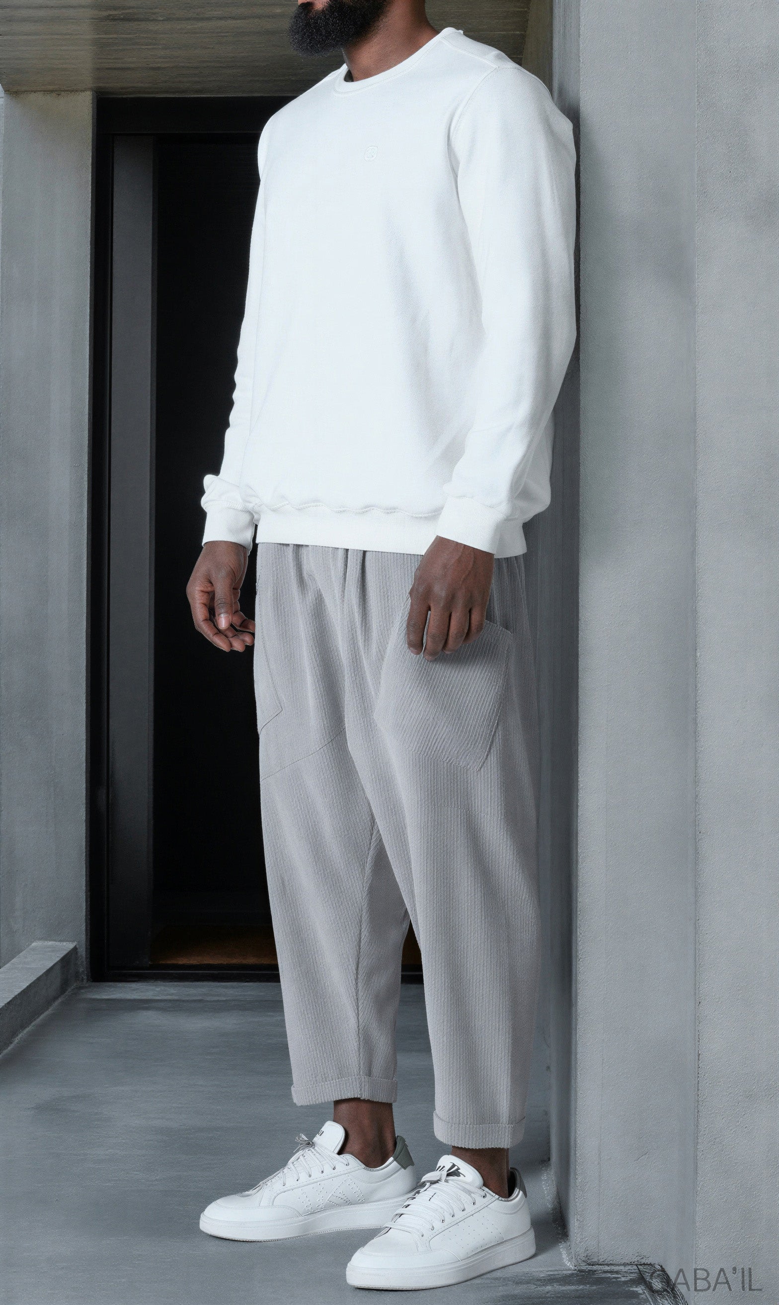 QL Sarouel Design Kadife in lichtgrijs