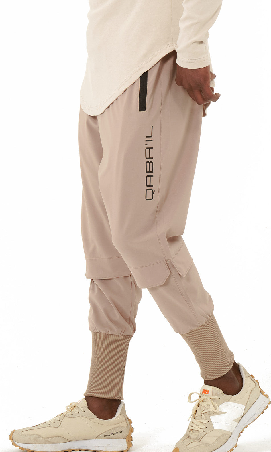  QL Pantalon Cross Over in Taupe - QABA'IL,