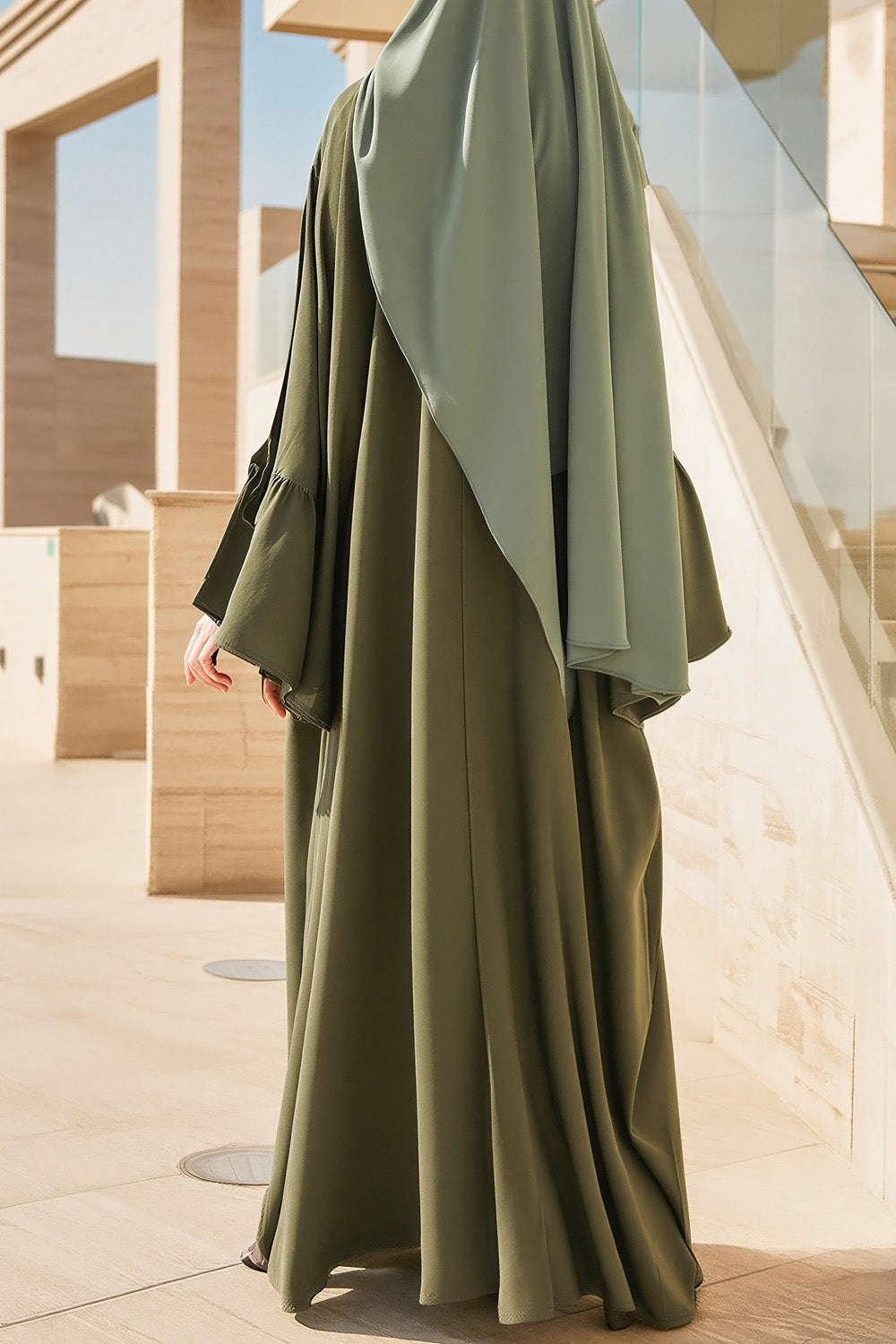 SB Saudi Cut Premium Nidah Abaya AS007 in Khaki