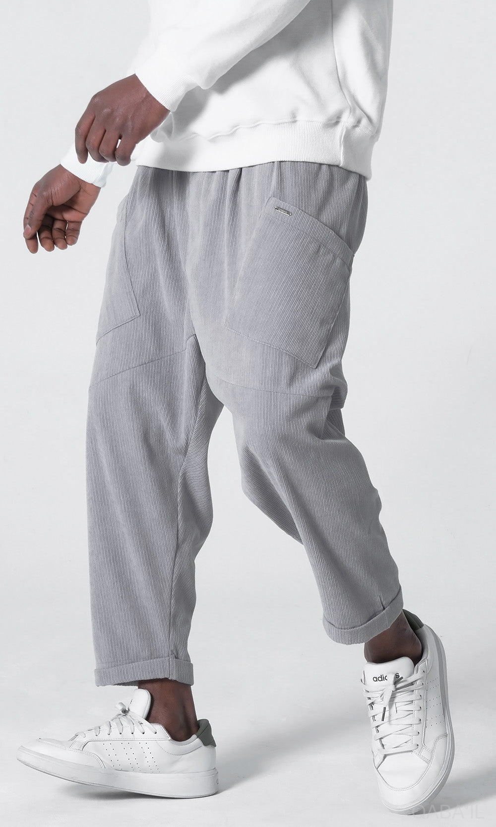 QL Sarouel Design Kadife in lichtgrijs