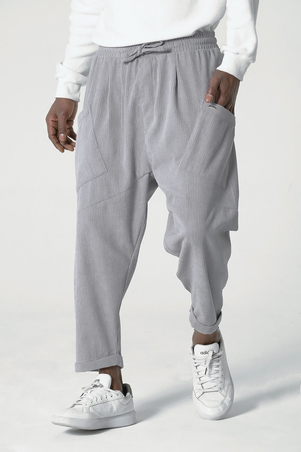 QL Sarouel Design Kadife in lichtgrijs