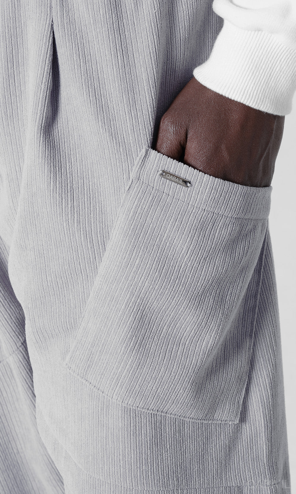 QL Sarouel Design Kadife in lichtgrijs