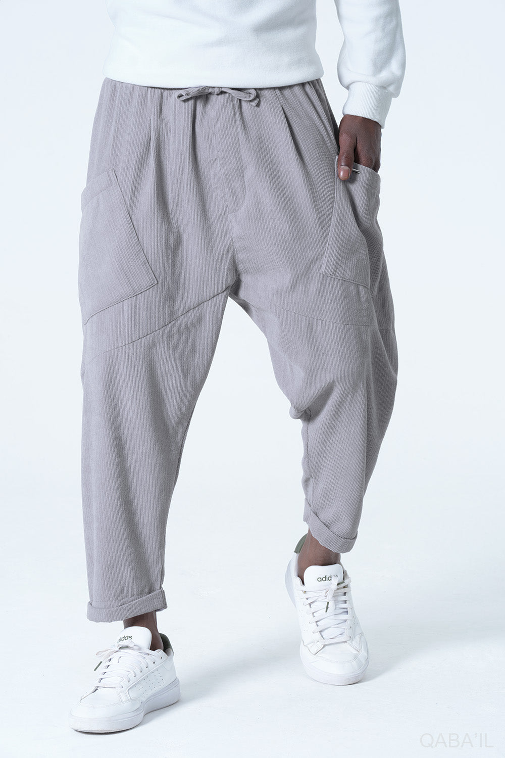 QL Sarouel Design Kadife in lichtgrijs