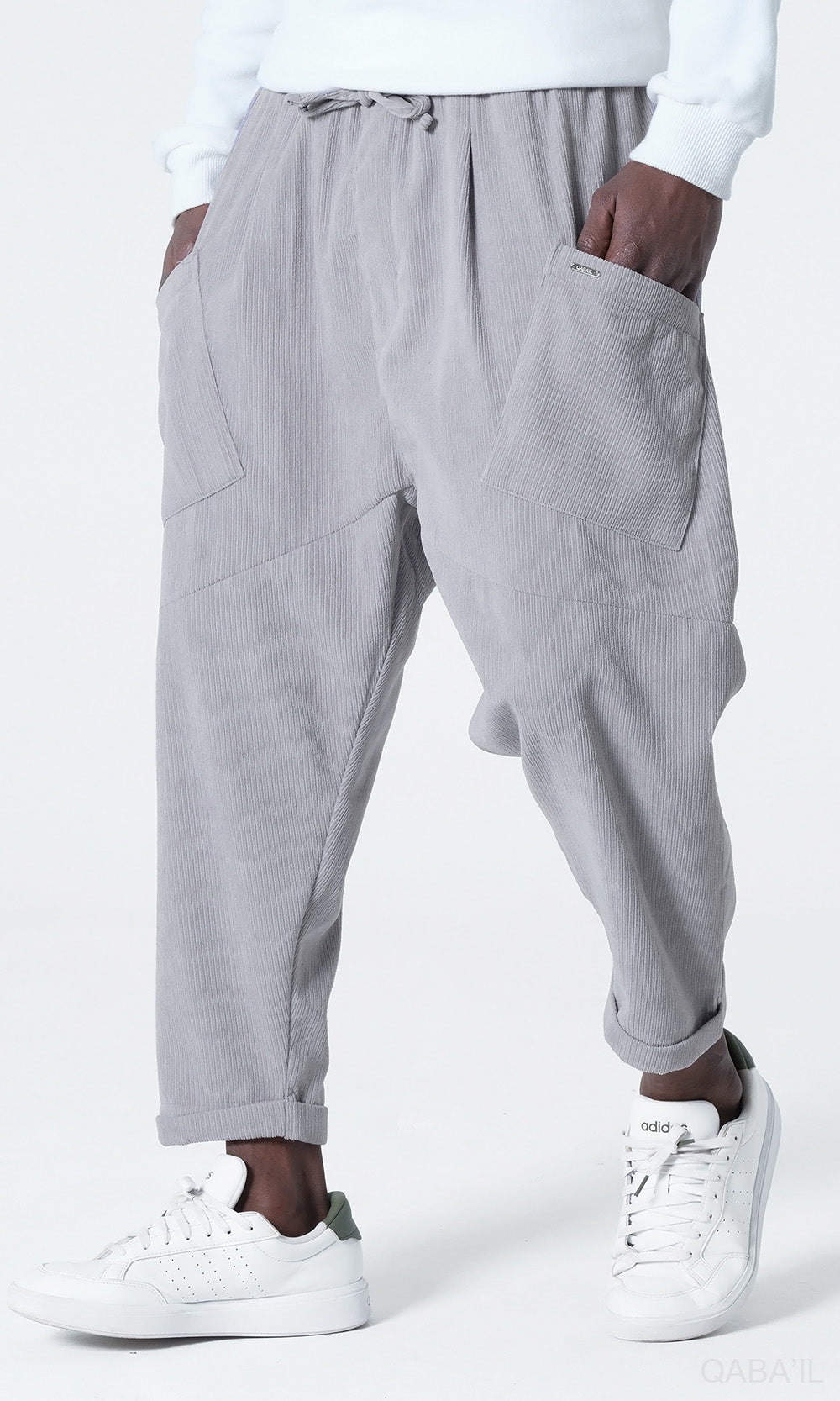 QL Sarouel Design Kadife in lichtgrijs