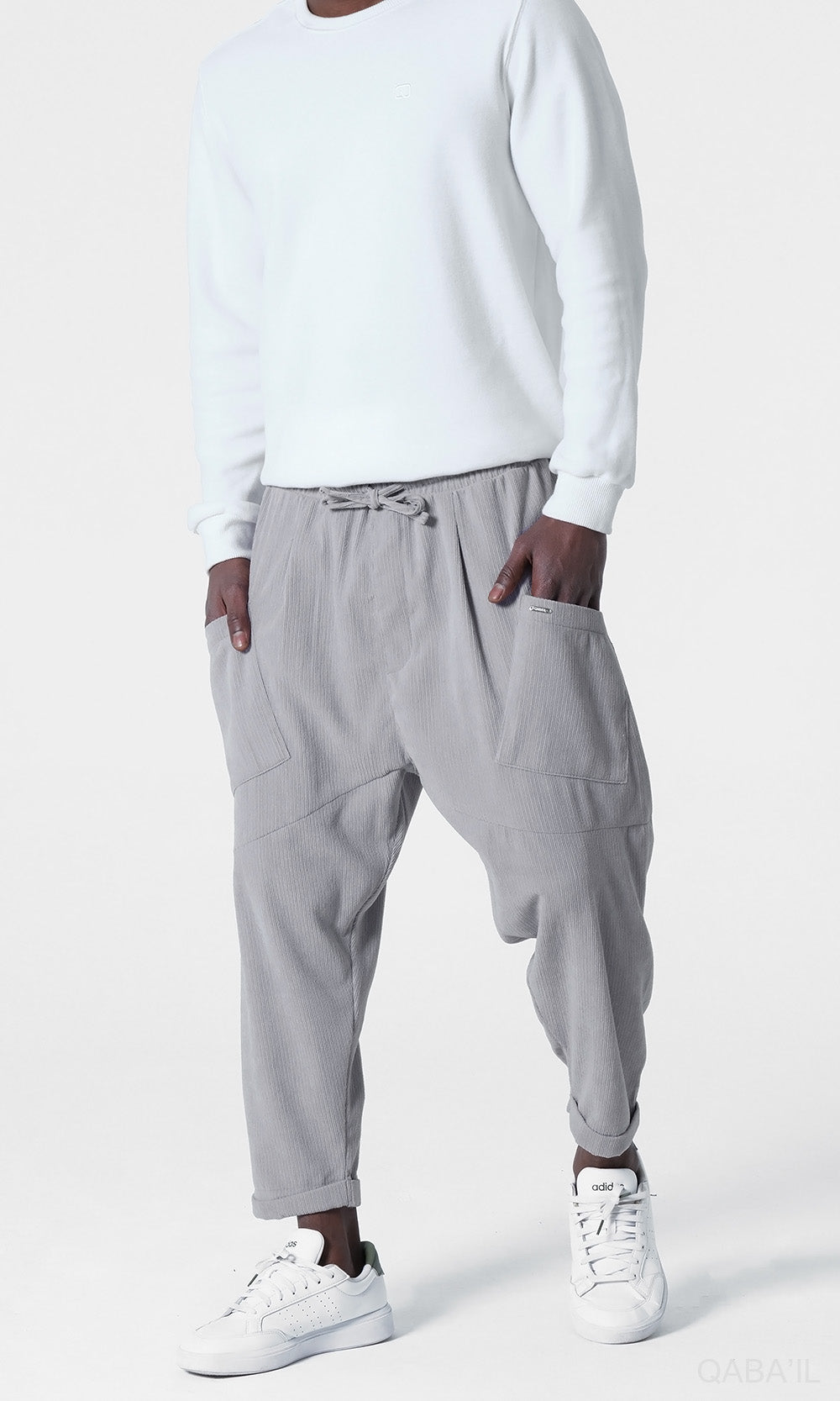 QL Sarouel Design Kadife in lichtgrijs