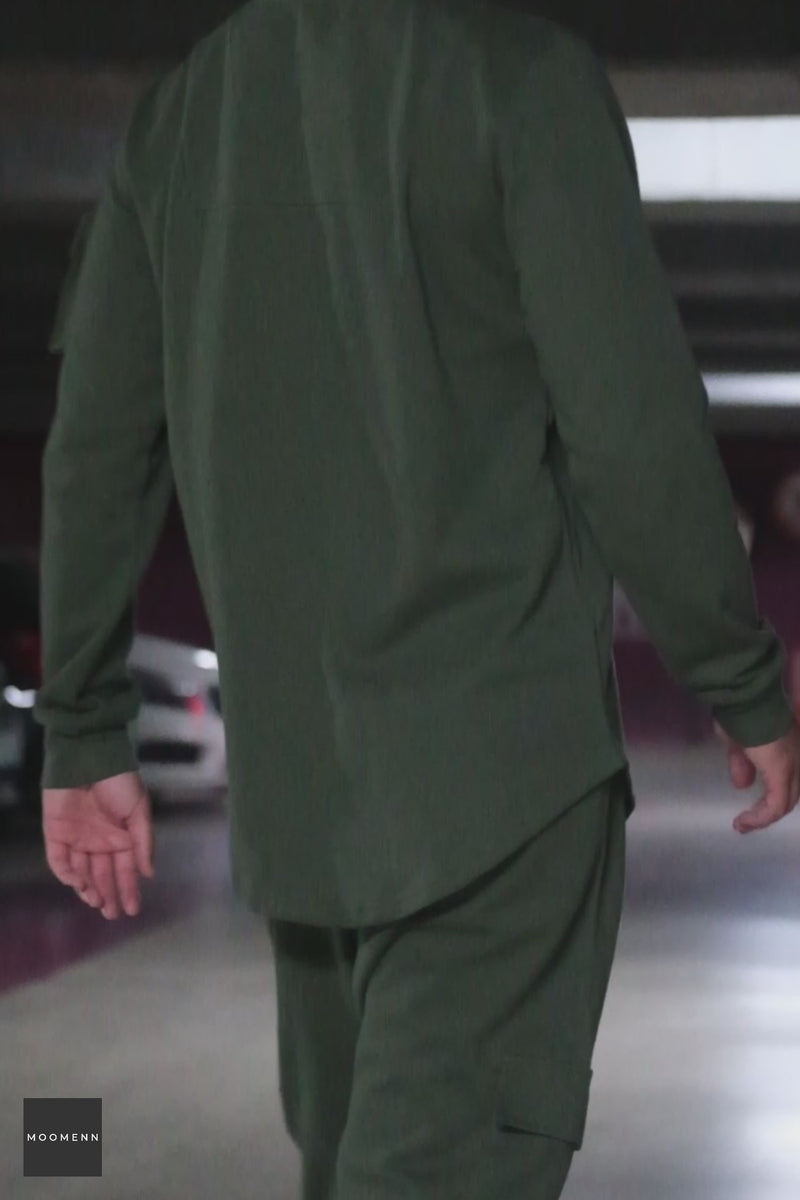 QL Sniper Set Cargo Joggers and Longline Top in Khaki